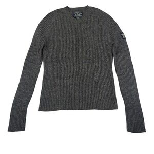Vintage Abercrombie & Fitch Mens Medium Wool Ribbed Knit Crew Neck Sweater‎ Gray
